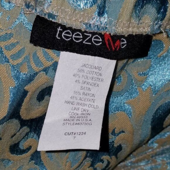 Dress Strapless Metallic Teal Tan Teeze Me Juniors WOMEN'S WOMAN'S Size 7 - Picture 7 of 9